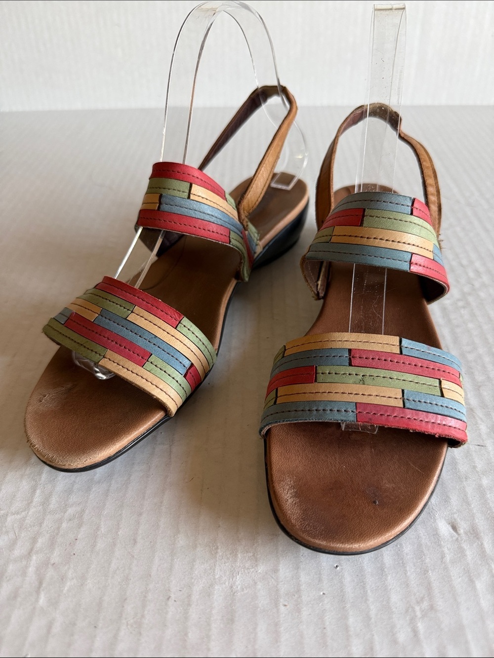 Munro American Colorblock Leather Slingback Sandals